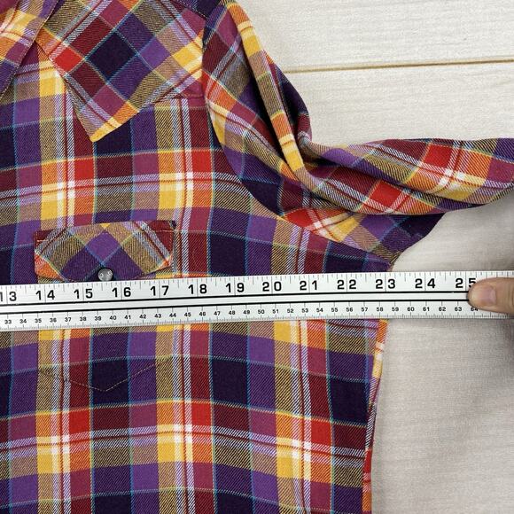 Wrangler Pearl Snap Shirt Womens XL Multi Color Plaid Flannel Western Cowgirl - Picture 6 of 9